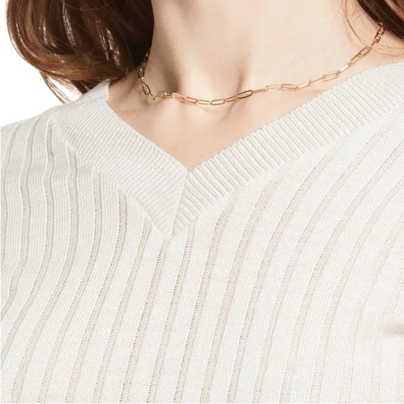 BP. Reagan Rib V-Neck Crop Ivory Sweater, Size XS, NWT - Picture 2 of 11